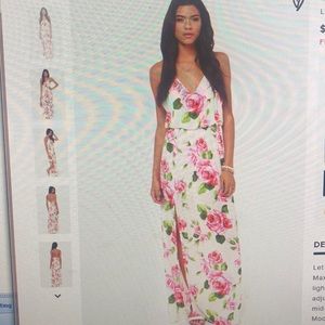Say No Amore Ivory Floral Print Maxi Dress